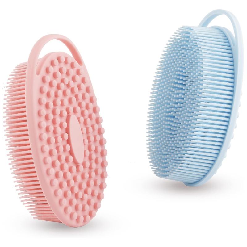 Soft Silicone Body Scrubber 2 PCS Silicone Body Shower, Silicone Loofah 2 in 1 Bath and Shampoo Brush, Body Scrubber Shower Cleaning Exfoliating Use for Sensitive Skin