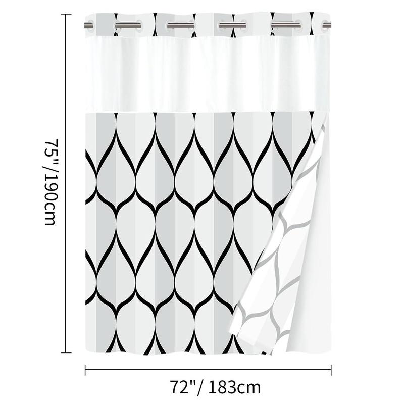 Double Layer Waterproof Shower Curtain Decoration, 1 Count Modern Geometric Pattern Bathroom Curtain with Removable Inner Lining, Bathroom Decor Supplies