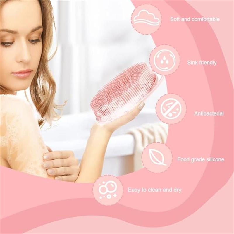 Soft Silicone Body Scrubber 2 PCS Silicone Body Shower, Silicone Loofah 2 in 1 Bath and Shampoo Brush, Body Scrubber Shower Cleaning Exfoliating Use for Sensitive Skin