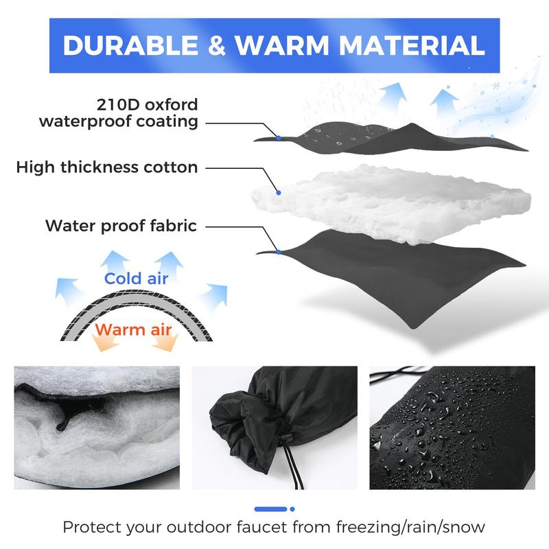 Outdoor Faucet Cover, 2 10pcs Winter Freeze Protective Hose Bib Cover, Water Spigot Covers, Winter Insulated Cover Bag