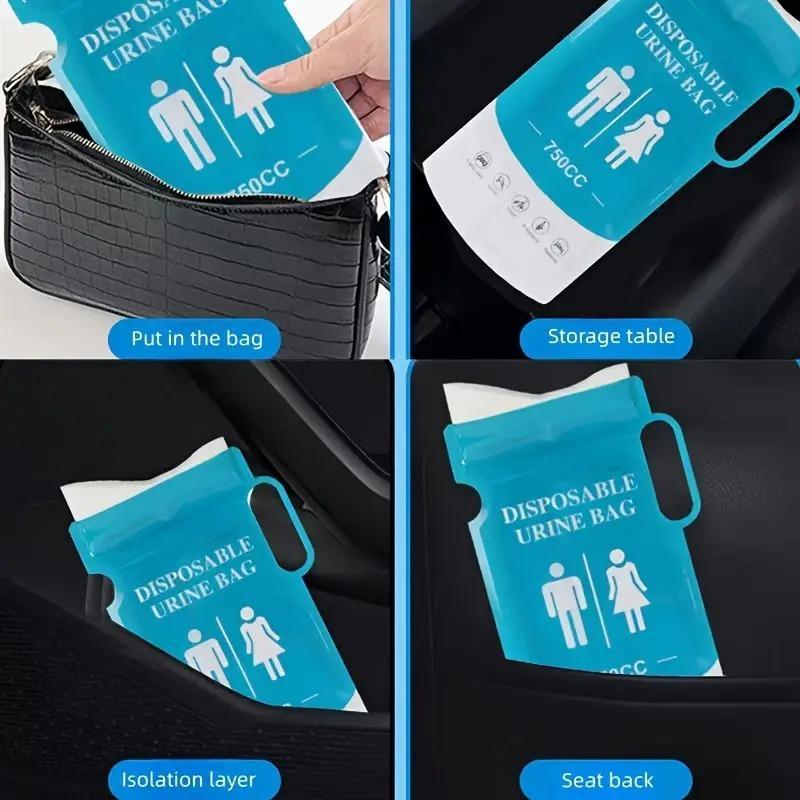 Portable Urine Bag, 10pcs set 750ML Leak-proof Urine Bag, Disposable Urine Bag for Long Distance Driving, Camping, Traffic Jams, Outdoor Activities