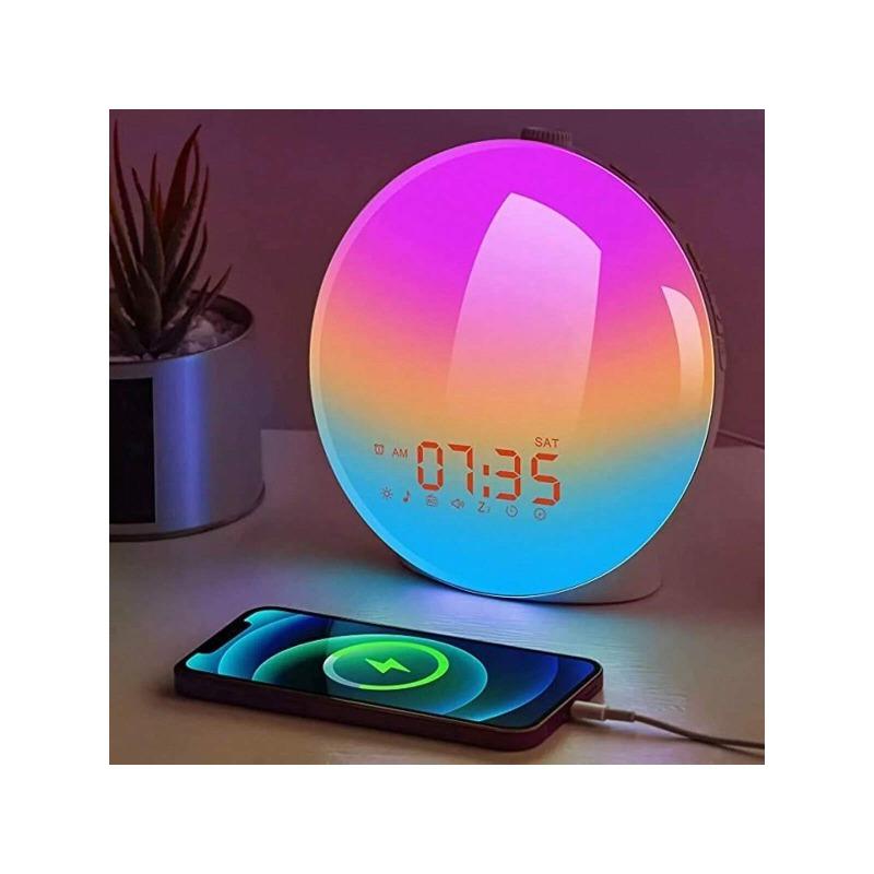 Wake Up Light Sunrise Alarm Clock For People, Heavy Sleepers, Bedroom, With Sunrise Simulation, Sleep Aid, Dual Alarms, FM Radio, Snooze, Nightlight, Daylight, 14 Colors, 7 Natural Sounds, Ideal For Gift