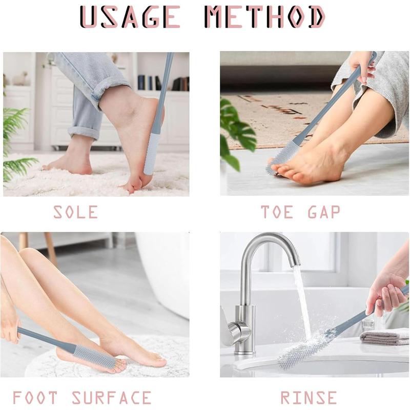 2 Pack Toe Cleaning Brush,Silicone Foot Scrubber for Shower with 15.7