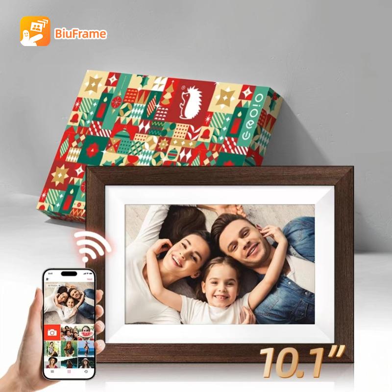 Black Friday | Thanksgiving & Christmas Gift 10.1 Inch Digital Touchscreen Photo Frame - WiFi Display, Memory Card Slot, Perfect for Living Room and Bedroom Decor with Biu Frame APP