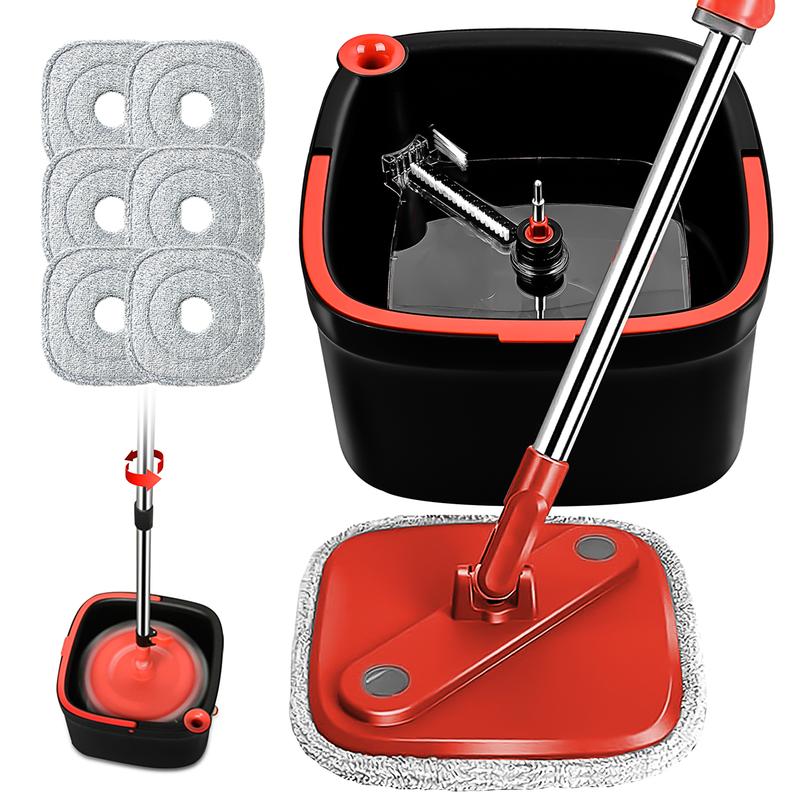 Spin Mop and Bucket Set with Clean and Dirty Water Separation System for Hard Floors and Windows