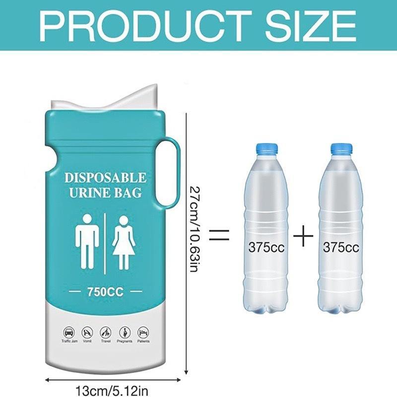 Portable Urine Bag, 10pcs set 750ML Leak-proof Urine Bag, Disposable Urine Bag for Long Distance Driving, Camping, Traffic Jams, Outdoor Activities