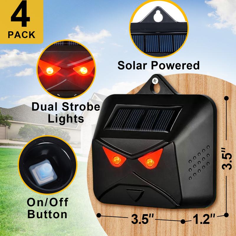 Mowothy Solar Nocturnal Animal Repeller 4 Pack - Effective Repellent Device for Coyote, Deer, Fox, Raccoon, Skunk - Powerful Outdoor Coyote Deterrent - Predator Lights for Chicken Coop, Farm, Yard, Garden