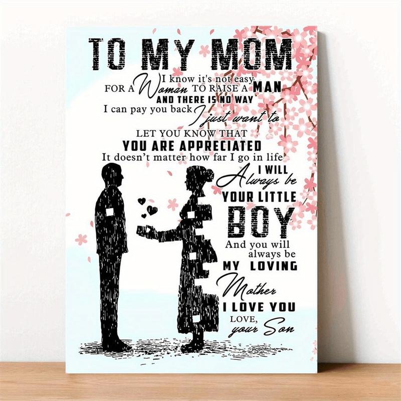 Unframed To My Mom From Your Little Boy Poster Printed Painting, Inspirational Quote Son To Mom Wall Art Picture, Ideal Gift for Hanging Decor, Any Occasions, Mother's Day