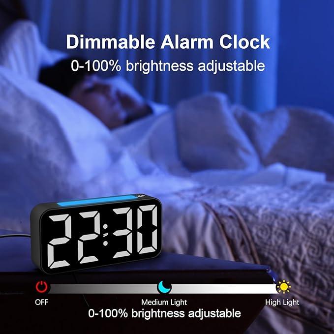 Loud Alarm Clocks for Bedrooms Heavy Sleepers, Digital Clock with Night Light, Large Display, Dual Alarm,