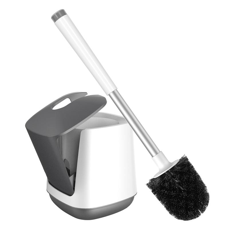 Toilet Brush and Holder, Automatic Bowl Brushes for Bathroom Ventilated Cleaner Scrubber Cleaning, White-pp