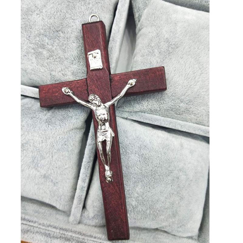 Catholic Crucifix Wall Cross 3 Pack, Small Wooden Cross with Jesus for Home Decor, 4.7 inches