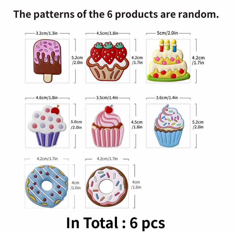 Random Pattern Cartoon Cake Design Fridge Magnet, 6 Counts set Creative Magnetic Sticker, Cute Decorations for Home Kitchen Refrigerator