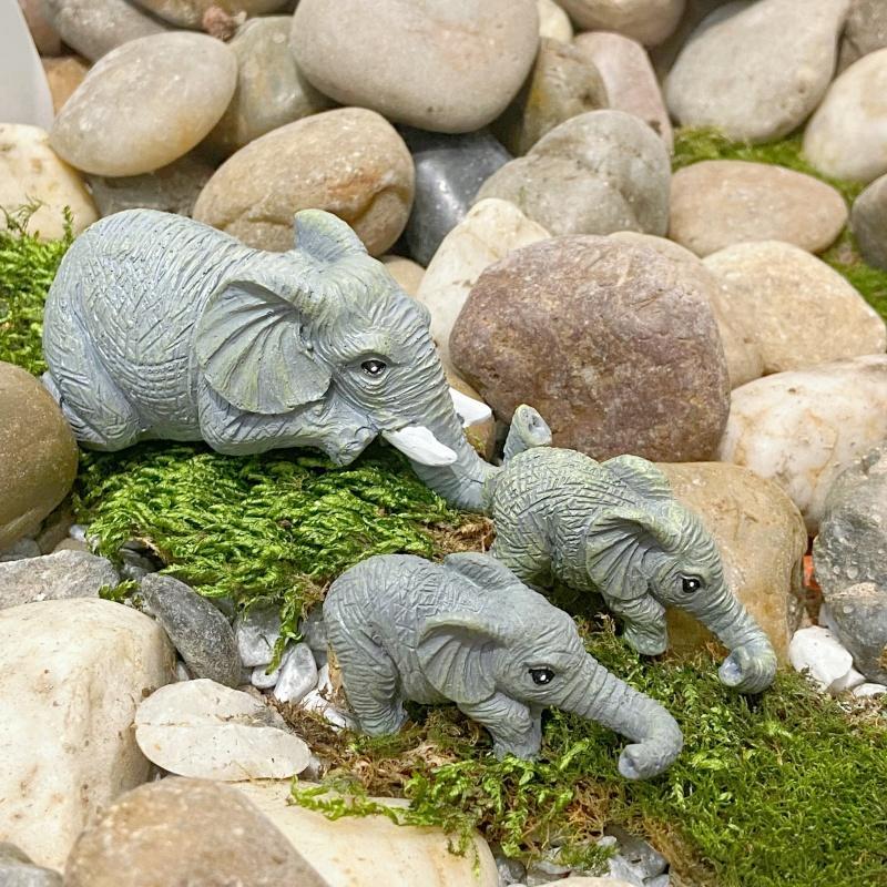 Elephant Design Desktop Ornament, 3 Counts set Resin Elephant Figurine, Desktop Decoration for Office Courtyard Home Decor Supplies