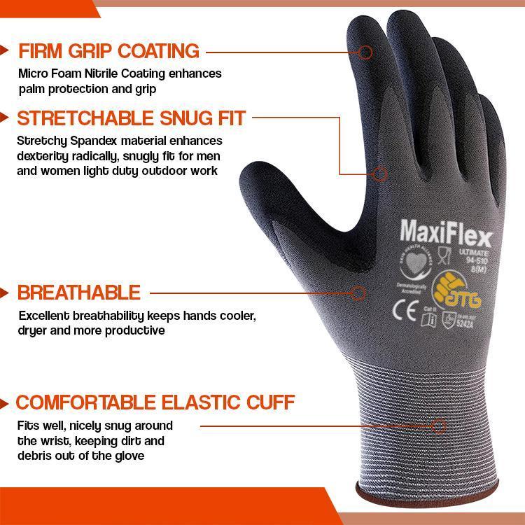 MaxiFlex Pro Grip Gloves 34-874 844 - 12-Pack Nitrile-Coated Work Gloves For Precision Tasks, Heavy-Duty Work & Industrial Jobs in Spain Cleaning