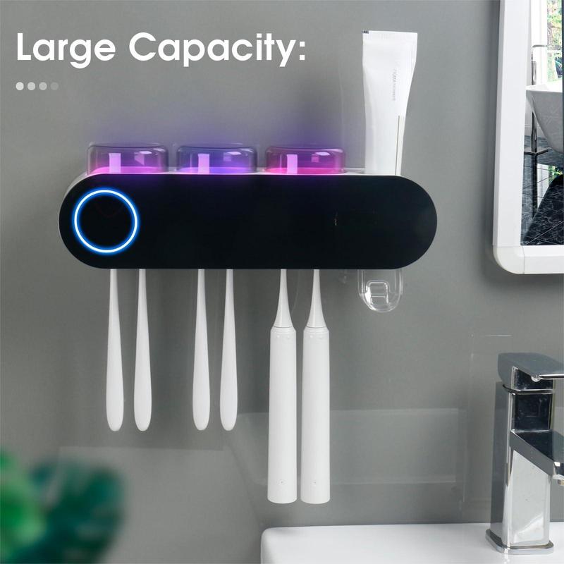 Bathroom toothbrush holder, holder smart home, wall mounted, with toothpaste dispenser Light