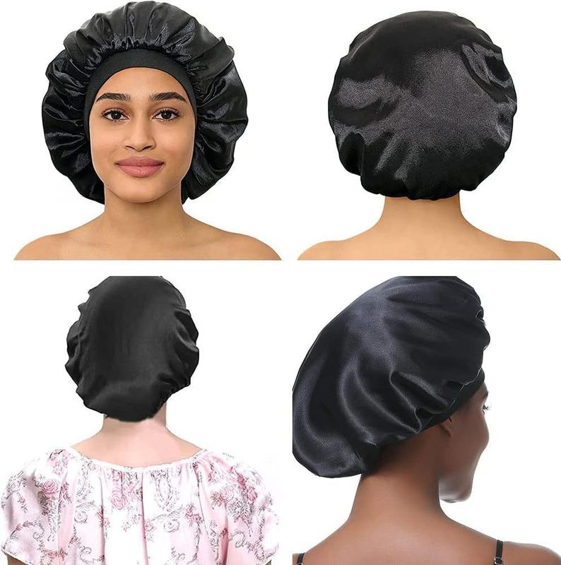 New Satin Sleeping Cap for Women Wide Elastic Band Shower Caps for Natural Long Curly Hair Bathroom Accessories