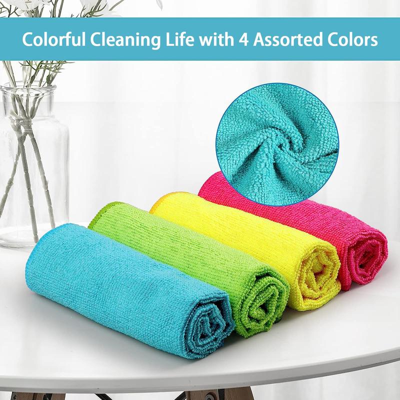 Microfiber Cleaning Cloth,100Pack Cleaning Rag,Cleaning Towels with 4 Color Assorted