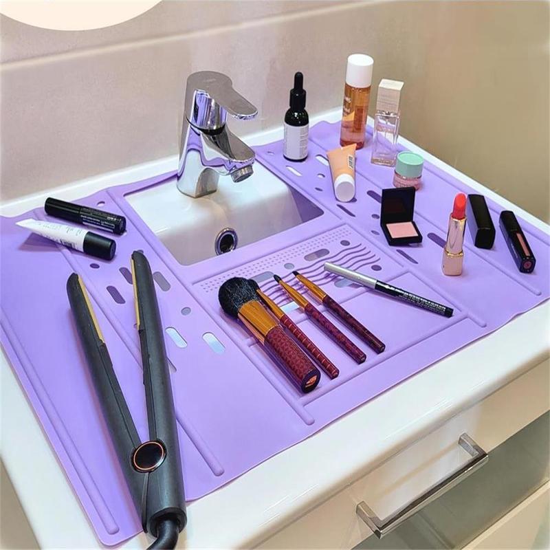 Sink Topper Foldable Sink Cover, Silicone Collapsible Sink Cover, Makeup Sink Cover Mat, Multifunctional Makeup Sink Cover Holder, Bathroom Gadgets