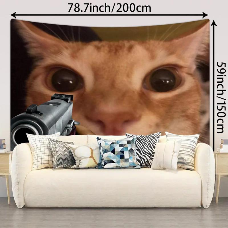 Funny Cat Pattern Tapestry, Creative Wall Hanging for Dormitory Decoration, Wall Hanging Decor for Home Living Room Bedroom