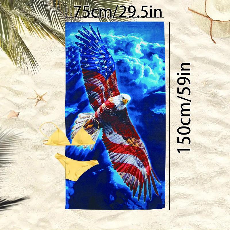 Eagle Pattern Beach Towel, Beach Blanket, Mat, Portable Quick Drying Beach Towel, Beach Blanket, Mat, Soft Absorbent Towel, Suitable for Yoga, Tourism, Swimming, Beach, Fitness, Camping, Gifts