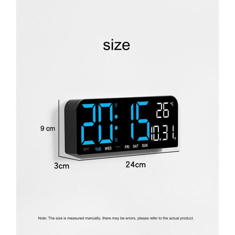 Digital Wall Clock Large Display,LED Wall Clocks for Living Room Decor, Digital Clock with Temperature DST Auto-Dimming Humidity Snooze - 12 24H, Silent Digital Clocks