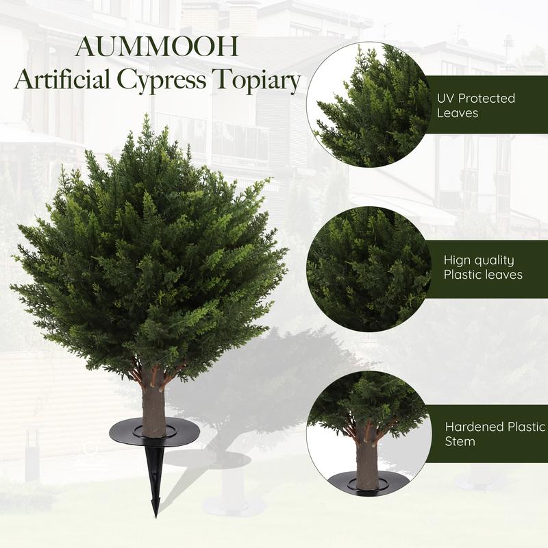 Set Of Two 19.6 inch Artificial Cypress Boxwood Topiary Tree For Outdoor Decor plastic trees