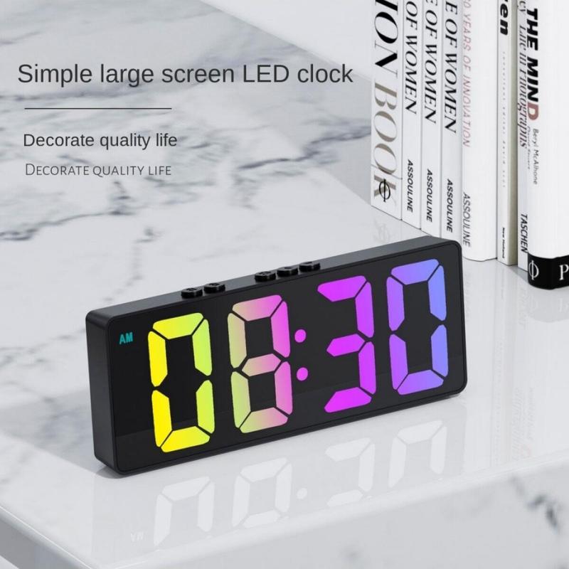 LED Electronic Alarm Clock, Battery Required Digital Clock with Temperature Display, Home Decor Clock for Bedroom Living Room (Battery Not Included)