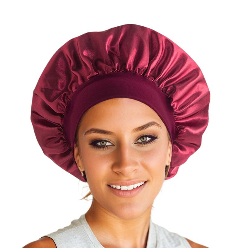 New Satin Sleeping Cap for Women Wide Elastic Band Shower Caps for Natural Long Curly Hair Bathroom Accessories