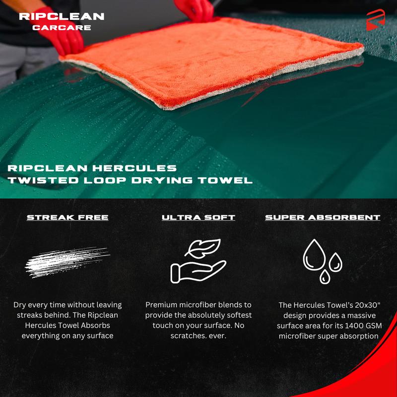 Ripclean: The Hercules 1400 GSM Ultra Absorbent Soft Drying Towel - Scratch Free drying