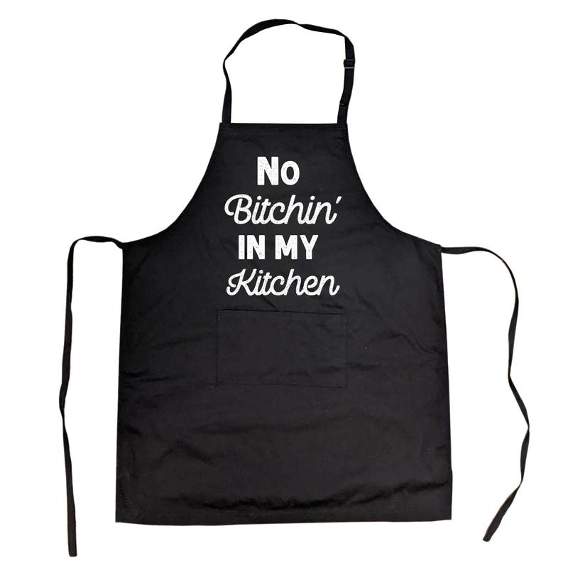 Cookout Apron No Bitchin In My Kitchen Grilling Baking Cooking Gift for Her Mom Funny Aprons Funny Food Apron Novelty Cooking Aprons for Men Black