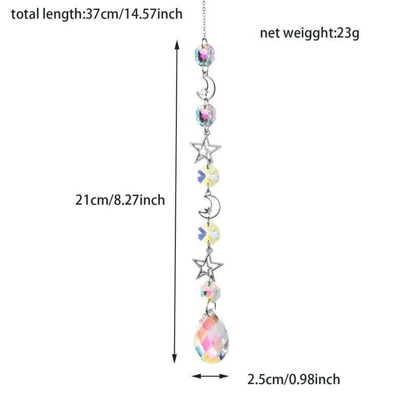 Artificial Crystal Wind Chime, Star & Moon & Planet & Sun Design Hanging Decoration, Hanging Ornament for Home Garden Party, Home Decor