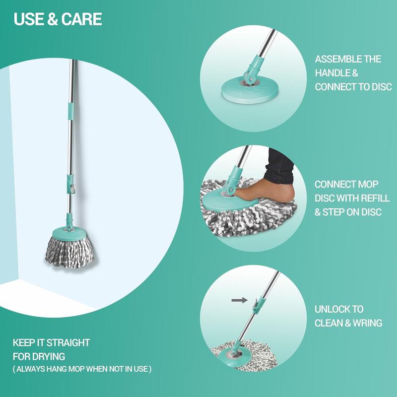 Spotzero 360 Spin Mop & Bucket Set with Wringer, Wheels, 2 Microfiber Refills, and Extendable Handle for Effortless Home Cleaning.