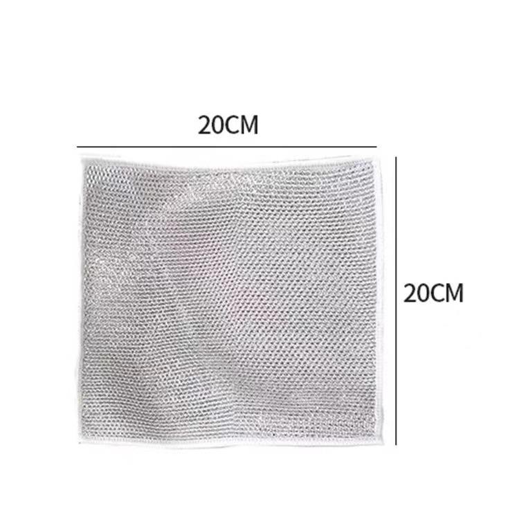 Double-Layer Cleaning Cloth,Stainless Steel Rag,Multipurpose Dishcloth Wet and Dry Use, Pack of 5