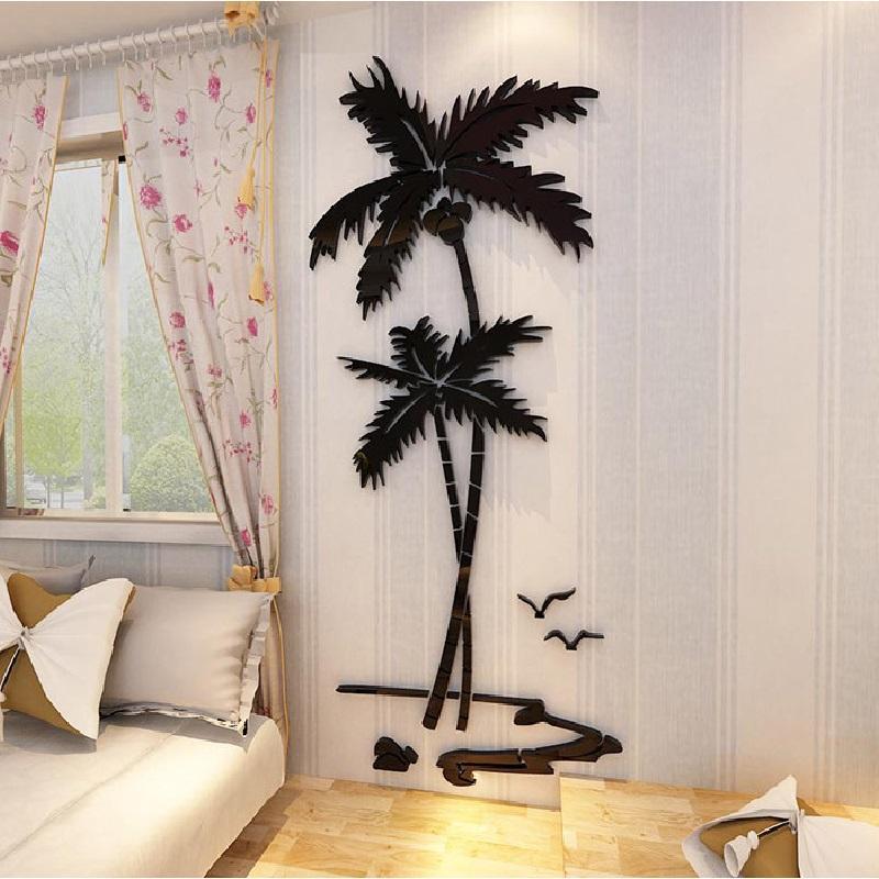 3D Coconut Tree Pattern Wall Sticker, 1 Count Self Adhesive Wall Decal, Wall Art Decorative Sticker for Home Living Room Bedroom