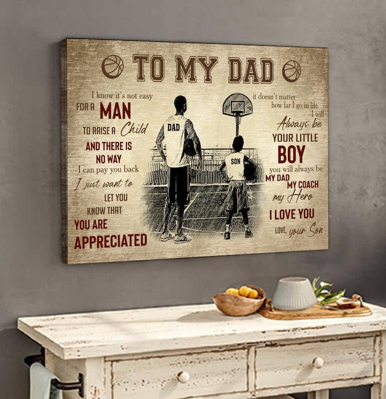 Personalized Basketball Dad Wall Art, To My Dad, I Love You Poster, Perfect Father Day And Birthday Gift Decor Painting