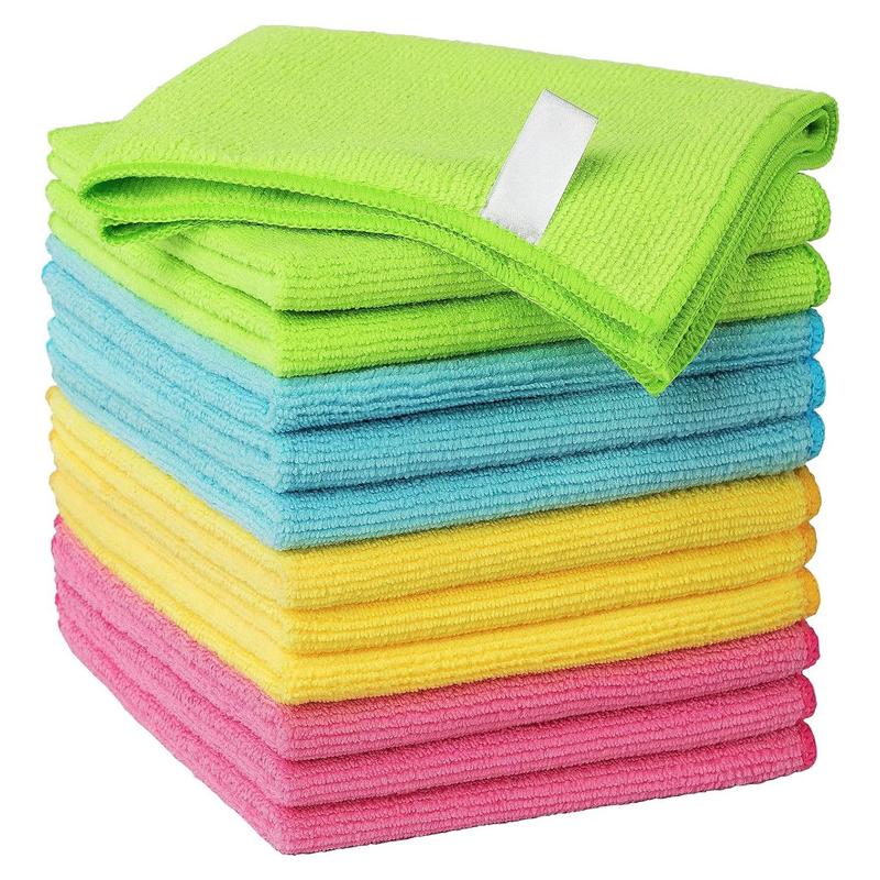 Microfiber Cleaning Cloth (12pcs), Colorful Soft Absorbent Dish Cloth, All-purpose Cleaning Towel for Kitchen Bathroom Car