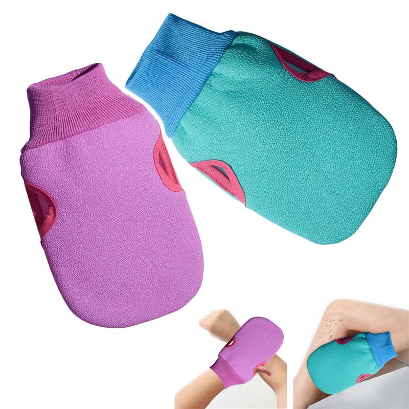 Bath Gloves, 2pcs Soft Exfoliating Glove, Thick Durable Double Texture Shower Glove for Whole Body Accessories Set