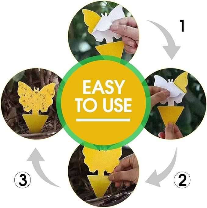 58 Pcs Flying Insect Traps for Plants,Indoors, Outdoors, Kitchen, Yellow Sticky Traps for Fungus Gnat, Fly and Fruit Fly, Flying Insects, Non-Toxic & Odorless, Kid & Pet Safe, Economic Pack