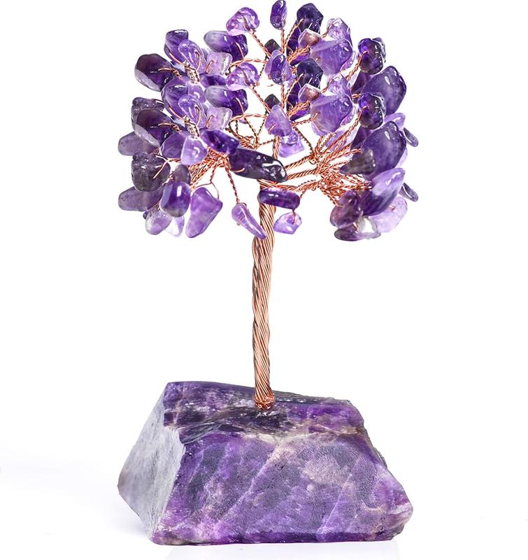 Amethyst Crystal Tree of Life,Money Tree Decorations,Crystals and Healing Stones,Reiki Positive Energy Gemstones Tree,Purple Room Office Desk Feng Shui Tree Decor Meditation Gifts for Women