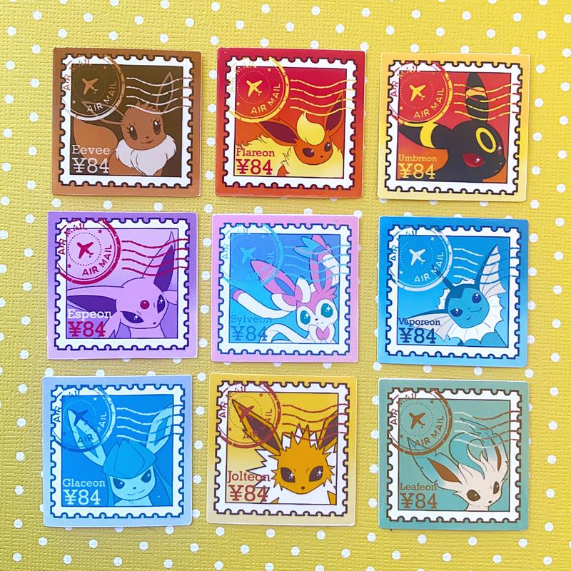 Eevee dogs stamp sticker set (sold as a set or individually)