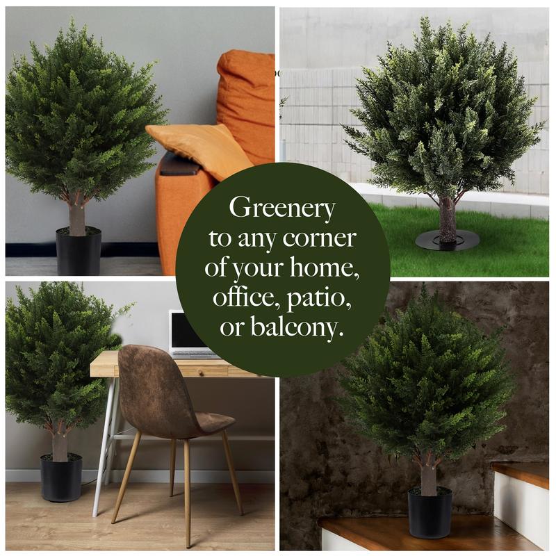 Set Of Two 19.6 inch Artificial Cypress Boxwood Topiary Tree For Outdoor Decor plastic trees