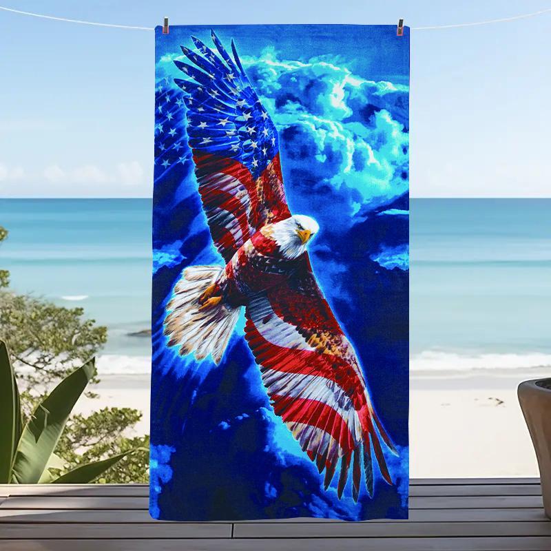 Eagle Pattern Beach Towel, Beach Blanket, Mat, Portable Quick Drying Beach Towel, Beach Blanket, Mat, Soft Absorbent Towel, Suitable for Yoga, Tourism, Swimming, Beach, Fitness, Camping, Gifts