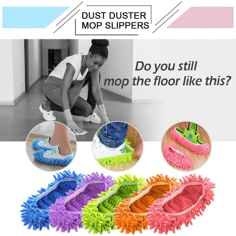 3 Pairs 6 PCS Mop Slippers for Floor Cleaning Supplies Microfiber Mopping Slippers Washable Reusable Mop Socks Mop Shoes Microfiber Foot Socks