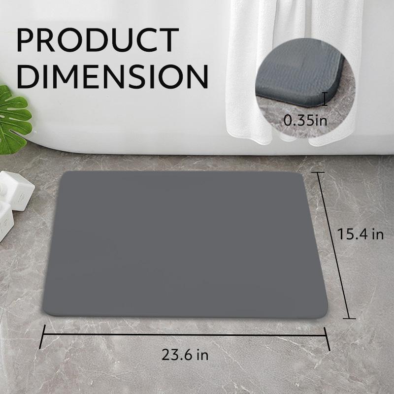 Stone Bath Mat Diatomaceous Earth Shower Mat Stone Super Absorbent Diatomite Stone Bath Mats for Bathroom Quick-Drying Non-Slip Barhroom Floor Mat, Easy to Clean (24 * 16'')