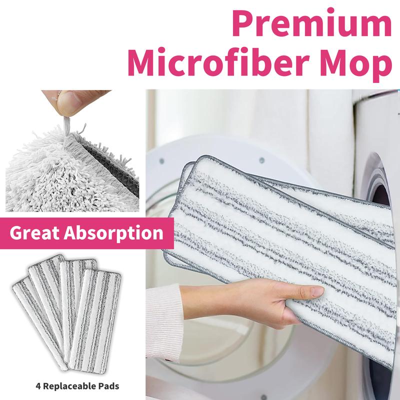 BASS QUEEN Simple Style Multiple Colors Flat Mop with Bucket for Floor or Tile Cleaning with Extra Refills Stainless Steel with Convenient Handle