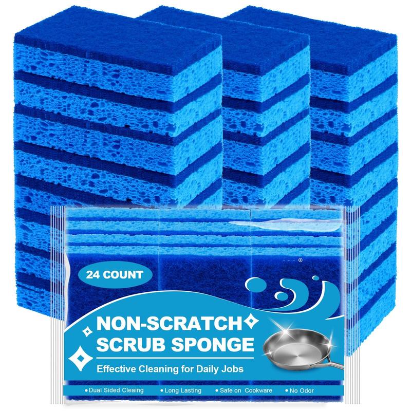 Sponges Kitchen 24pcs, Non-Scratch Scrub Dish Sponges, Safe on Non-Stick Cookware,Dual Sided Cleaning Sponges for Kitchen,Household,Bathroom and More Disposable Magic