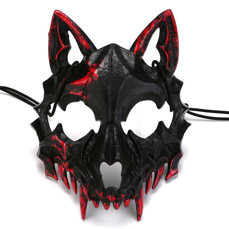 Christmas 2024 Ornament   Mask Decoration Christmas Party Mask Half Face Yasha Tengu Cosplay Mask Pose Prop Accessories Cos Tiger Wolf Ornament