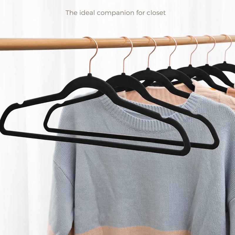 Velvet Hangers , Non-Slip Flocked Felt Hangers, Sturdy Clothes Hangers Heavy Duty Coat Hangers & Suit Hangers, Durable Slim Black Hangers for Closet Space Saving, Hanging, Shirt