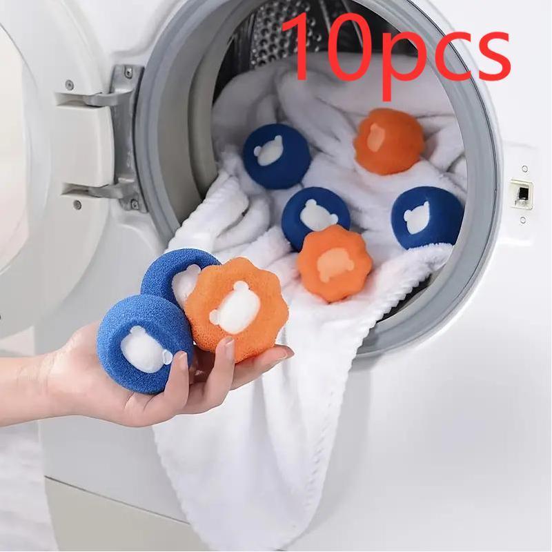 Reusable Hair Remover Laundry Ball Set, 10pcs set Random Color Washing Machine Hair Catcher Dryer Ball for Clothing Dog Cat Pet Hair Remover, Household Laundry Tool