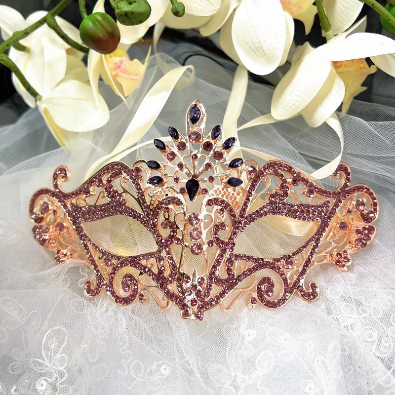 Rhinestone Masquerade Mask Mardi Gras Party New Year Christmas Birthday Masquerade Ball Dance Party Mask Accessories Multicolor